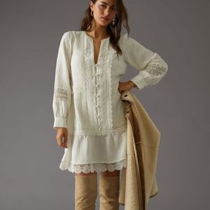 By Anthropologie Button-front Mini Dress lace
